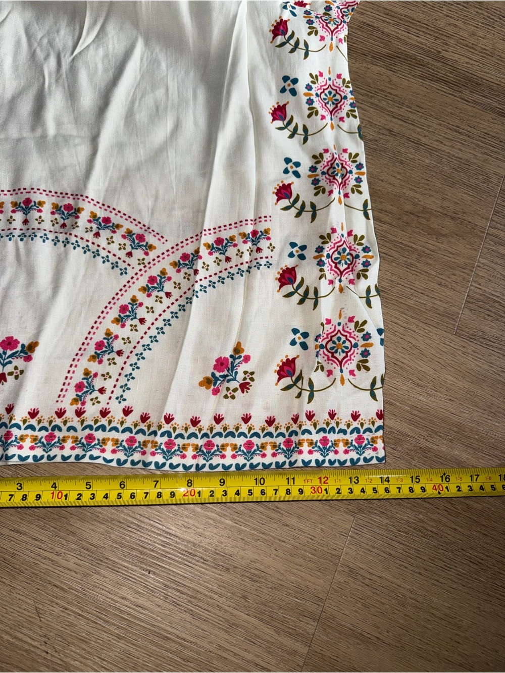 NATURAL LIFE Cream Wide-Leg Palazzo Pant with Multicolor Design size XL - Picture 6 of 9